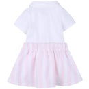 Light pink Hugo Boss Baby 2-In-1 dress with a white polo-style top and striped pink skirt, featuring a gathered waist.