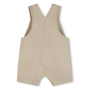 Cotton shortalls for boys in a stone color, featuring a sleeveless design and a V-back.