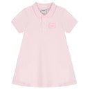 Light pink organic cotton dress for girls by Hugo Boss, featuring a polo collar and a branded logo on the chest.
