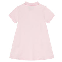 Light pink dress for baby girls, made of organic cotton, featuring a classic polo collar and short sleeves.