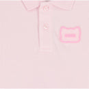 Light pink organic cotton dress for girls by Hugo Boss featuring a three-button polo collar and a pink logo patch.