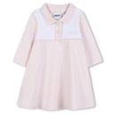 Pale pink polo dress for girls by Hugo Boss, featuring a white collar and embroidered logo on the chest.