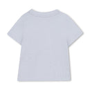 White short-sleeved cotton jersey t-shirt for babies, featuring a simple and classic design.