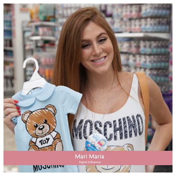 Maria Maria Shopping Moschino Baby Clothing for her son at MacroBaby