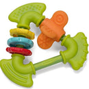Brightly colored Infantino Chewy Activity Teether featuring soft, textured grips and movable rings for sensory play.
