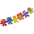 Multicolored Infantino S16 Snap & Pop Pals sensory toys in animal shapes, linked together with smiling faces.