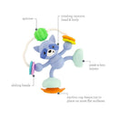 Infantino Stick & Spin Pal, Raccoon toy with a rotating head, sliding beads, and suction cup for flat surfaces.