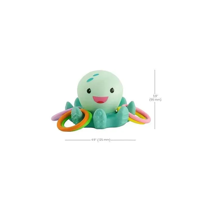 Light-up octopus toy with colorful ring catchers, measuring 4.9 x 3.9 inches, designed for infants.