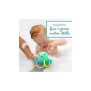 Infantino Wee Wild Ones Light Up Ring Catcher with a child in a bath, playing with the toy that supports fine and gross motor skills.