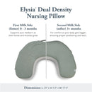 Dual density nursing pillow in Balance Green, designed for infants with firm and soft sides for different stages.