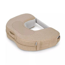 Inglesina Elysia Nursing Pillow in warm beige, featuring a curved shape and soft fabric for comfortable breastfeeding support.