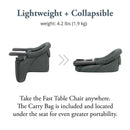 Fast Table Chair in charcoal gray melange, showcasing its lightweight, collapsible design and included carry bag for portability.