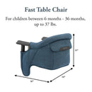 Inglesina Fast Table Chair in Slate Blue Melange, designed for children 6 to 36 months, dimensions 16” W x 11” H x 14” D.