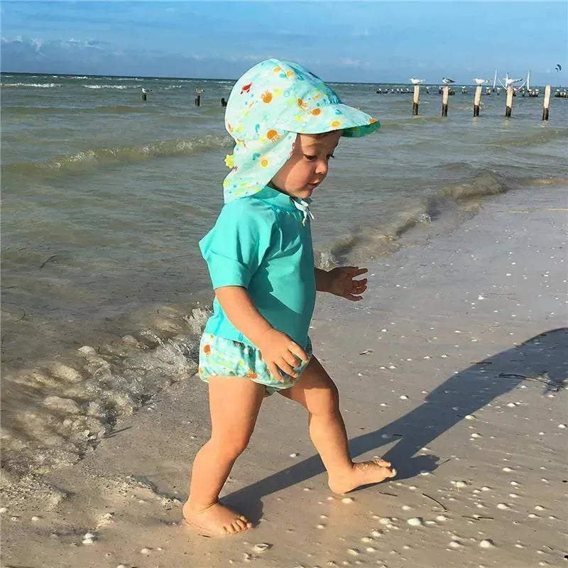 Iplay - Fun Pull-Up Reusable Absorbent Swimsuit Diaper, Light Aqua Sea Friends.