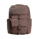 Modern unisex backpack in mocha color with zippers, front pocket, and adjustable straps, by Itzy Ritzy.