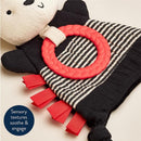 Bitzy Crinkle Sensory Toy Panda featuring a crinkly design, textured ring, and sensory ribbons for babies and toddlers.