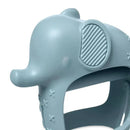 Silicone elephant teether with easy-to-hold grip, featuring textured surface for sensory development.