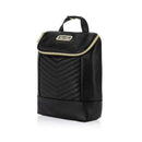 Black Itzy Ritzy Chill Like A Boss Bottle Bag with a chevron pattern, gold zipper, and carrying handle.