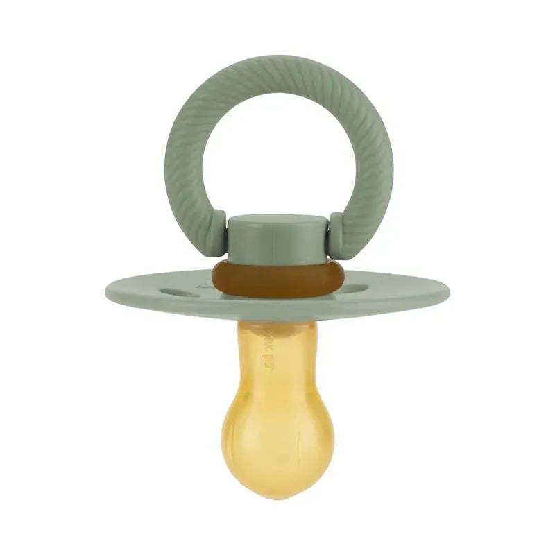 Natural rubber pacifier by Itzy Ritzy in succulent agave color, featuring a rounded shape and textured handle.