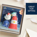 Stack and Squirt Bath Toy Set by Itzy Ritzy featuring a lighthouse, octopus, and duck, designed for imaginative play.