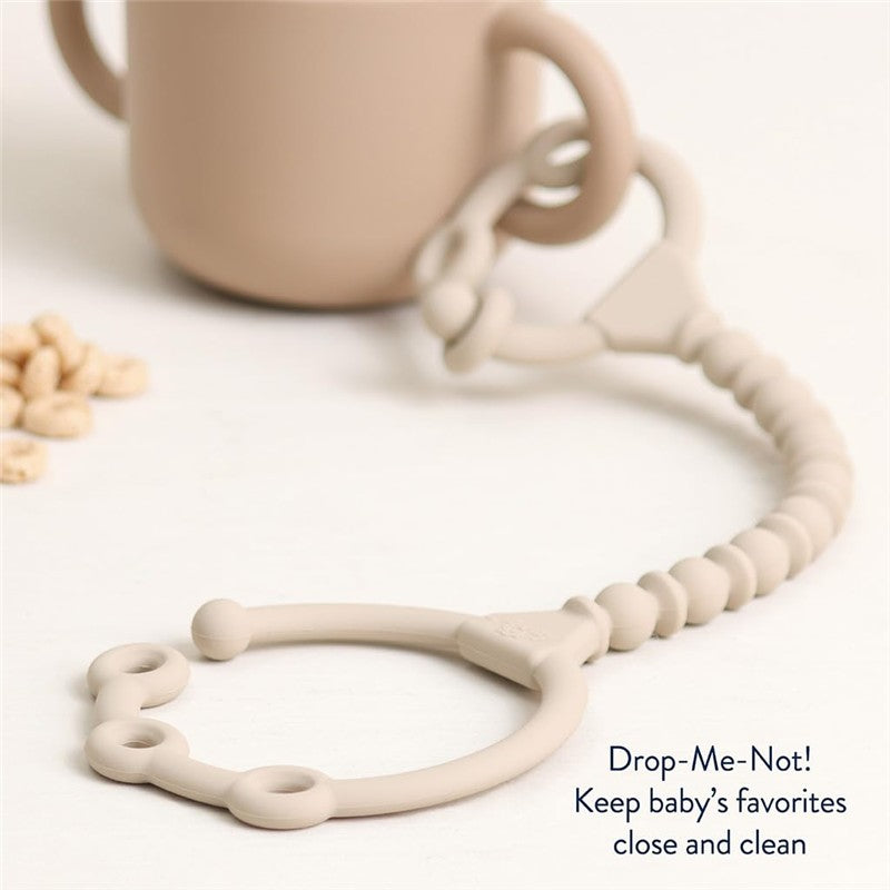 Strap Pack Silicone Toy & Snack Cup Straps in Toast & Buttercream, featuring a Drop-Me-Not design to keep items secure.