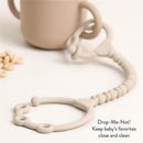 Strap Pack Silicone Toy & Snack Cup Straps in Toast & Buttercream, featuring a Drop-Me-Not design to keep items secure.
