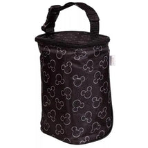 Disney-themed double bottle cooler featuring a black design with white Mickey Mouse silhouettes and a carrying handle.