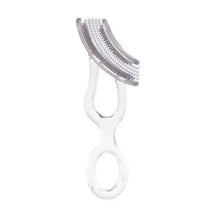 Silicone tooth and gum brush designed for toddlers, featuring textured bristles for gentle cleaning.