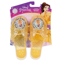 Disney Princess Belle shoes in sparkling yellow with decorative jewel accents suitable for ages 3 and up.