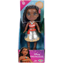Mini 3-inch Moana figure by Jakks, featuring detailed attire and poseable arms, packaged in colorful Disney Princess box.