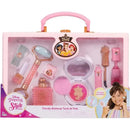 Trendy makeup tote bag featuring Disney Princess designs, including a face roller, lip gloss, and mirror, aimed at girls.