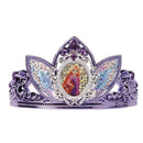 Purple tiara featuring a central image of Rapunzel, decorated with glitter and jewel accents.