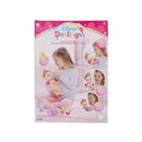 Interactive baby doll packaging featuring a girl nurturing a Pooh-inspired doll, highlighting play features like tickling and feeding.