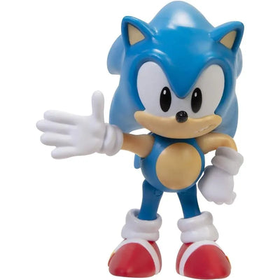 Sonic the Hedgehog 2.5-inch figure with blue body, white gloves, and red shoes, posing with one hand raised.