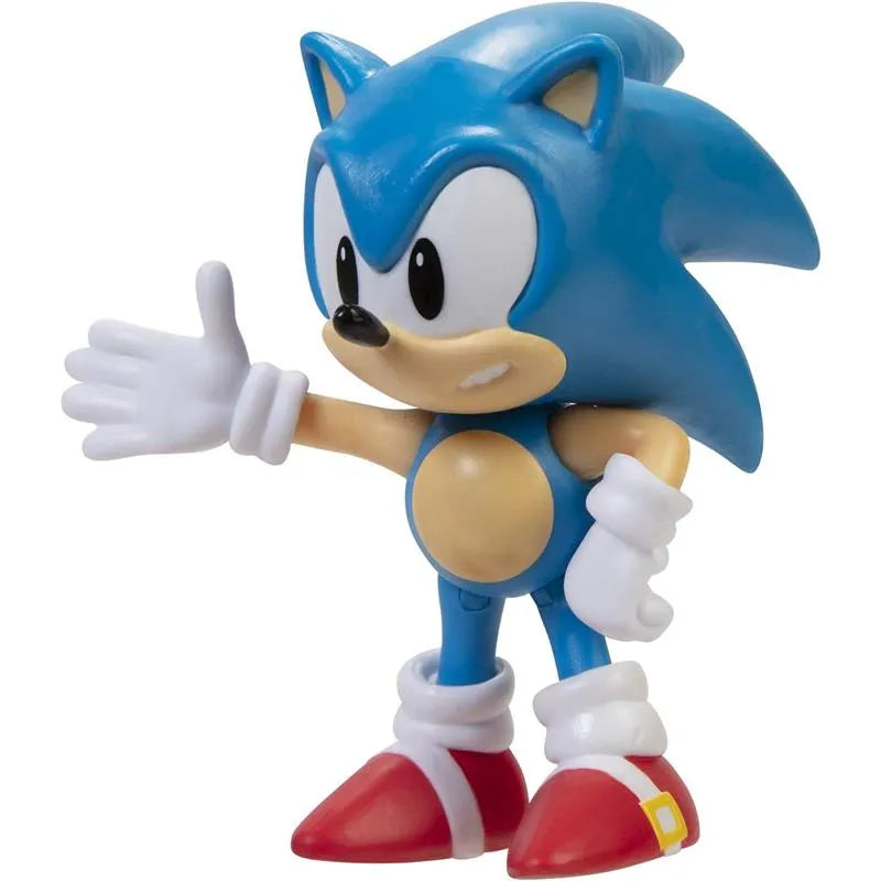 Blue Sonic figurine with outstretched hand, featuring red shoes and white gloves, from Jakks Sonic 2.5In Figures Wave 13.