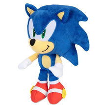 9-inch Sonic plush toy with blue fur, green eyes, and iconic red shoes, featuring white gloves and a smiling expression.
