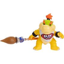 Bowser Jr. action figure from Super Mario Galaxy, with a playful expression and holding a spear.