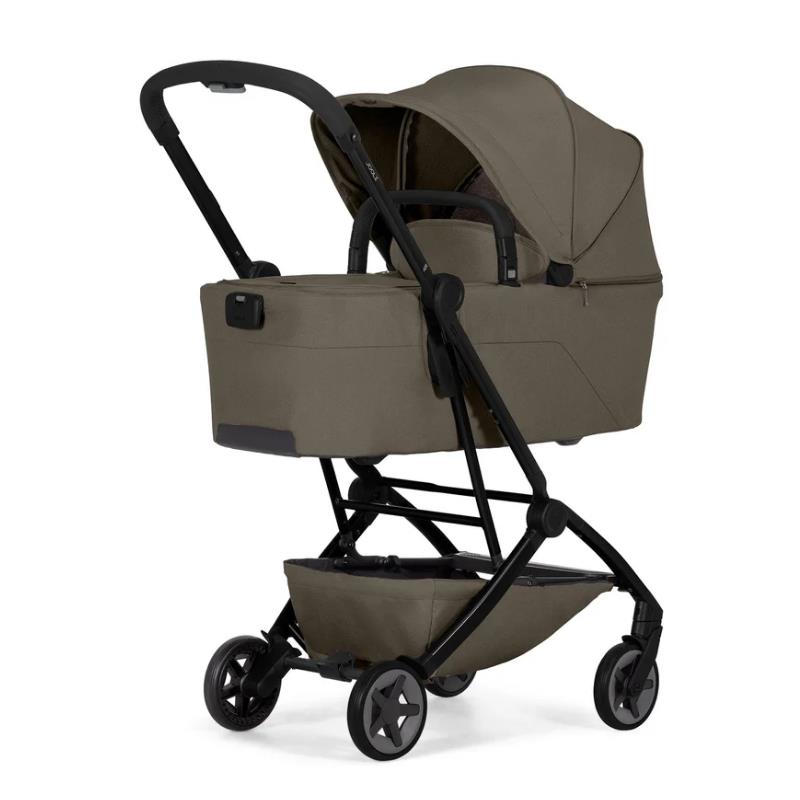 Joolz Aer2 Foldable Bassinet in Hazel Brown, featuring a compact design with a canopy and sturdy frame.