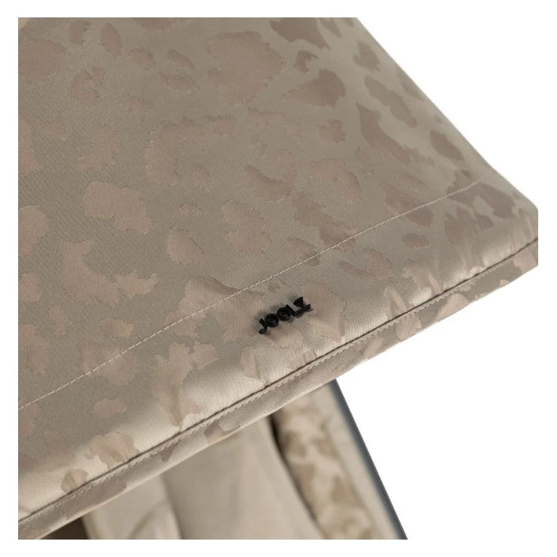 Chic taupe fabric of the Joolz Aer2 stroller buggy with a subtle leopard print pattern.