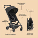 Lightweight Joolz Dot stroller in Lagoon Blue; features UPF 50+ sun hood, reclining seat, and compact fold.