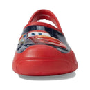 Red Josmo slide sandals for baby boys featuring a Cars theme with Lightning McQueen graphic on the top.