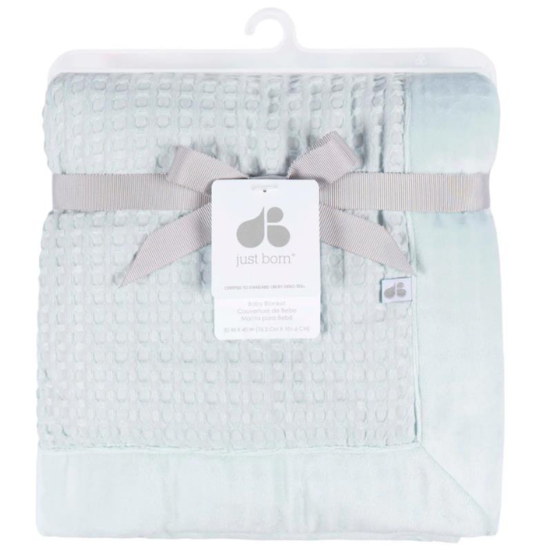 Just Born - 1Pk Blanket Baby Boy Blue Leaf Image 3
