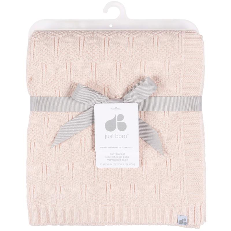 Just Born - 1Pk Sweater Knit Baby Blanket Girl Pink Image 3