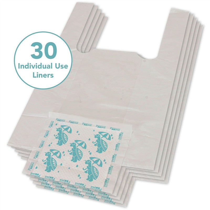 Kalencom Potette Plus Potty Liners, 30 pack, featuring individual liners with a playful turtle design.