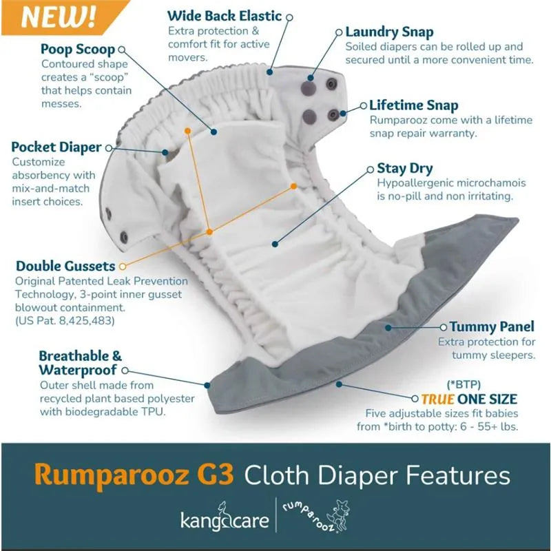 Kanga Care - Rumparooz G3 One Size Pocket Cloth Diaper, Willow Green Image 2