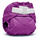 One Size Kanga Care Rumparooz cloth diaper cover in rich orchid color with adjustable velcro tabs and snap buttons.
