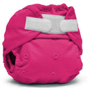 Kanga Care Rumparooz One Size Cloth Diaper Cover in bright pink, featuring Velcro closure and snap buttons.