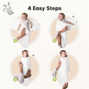 3-pack of Keababies swaddles for newborns, shown in 4 steps for swaddling a baby with butterflies pattern.