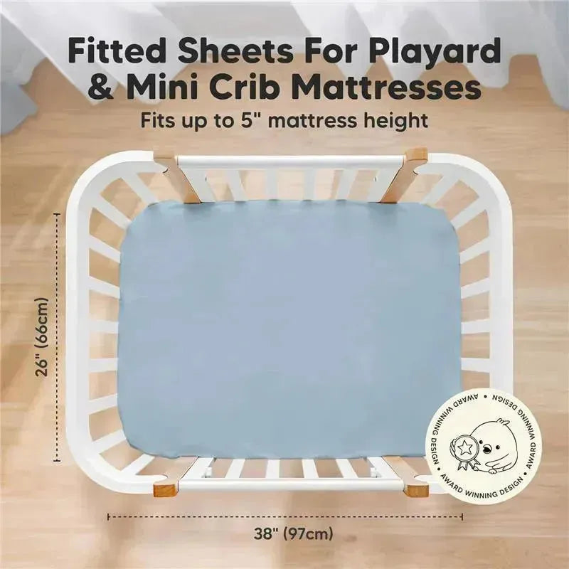 Keababies - Isla Fitted Mini Crib Sheets, Pack And Play Sheet, Steel Image 4