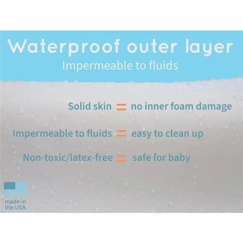 Waterproof outer layer details for Keekaroo Peanut Changer Silicone Diaper Pad, highlighting ease of cleaning and safety features.